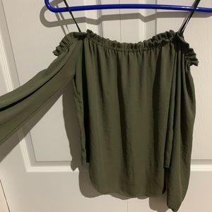 forever 21 off the shoulder blouse army green